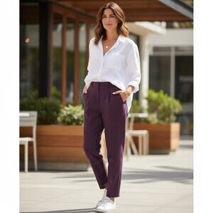 Vintage Womens Wool Purple Pants High Waist Pleated Trousers Sz 6 Classic Work